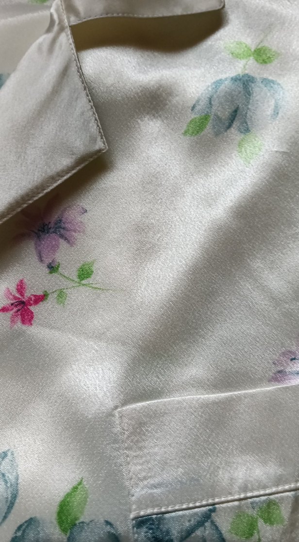 Kadın Vintage Çiçekli Midi Saten Pijama - Görsel 2