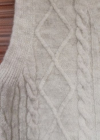 krem Örgü Kadın Kolsuz yelek - Görsel 5