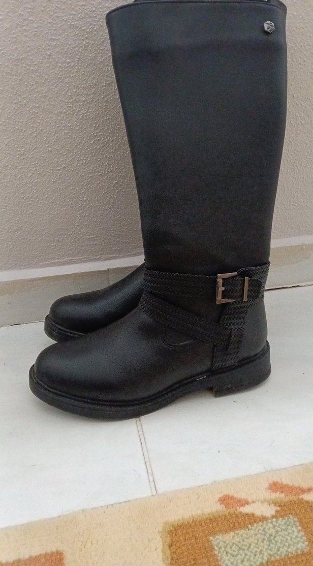 Kadın siyah Tokalı fabrika marka çizme - Görsel 2