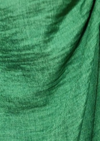 Yeşil Dökümlü Uzun Keten Etek - Görsel 6