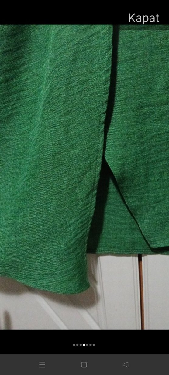 Yeşil Dökümlü Uzun Keten Etek - Görsel 4