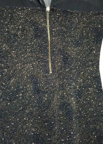 Parlak  Siyah Midi Elbise - Görsel 7