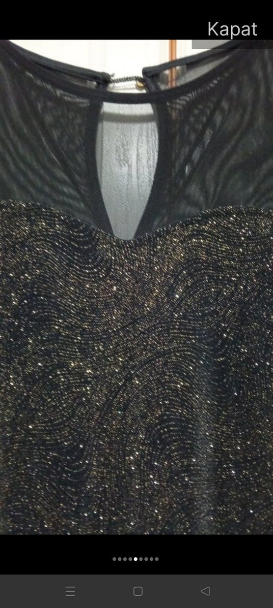 Parlak  Siyah Midi Elbise - Görsel 5