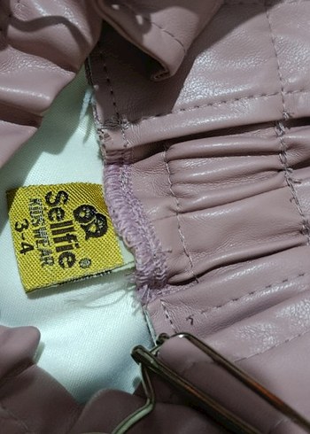 Düğmeli Pembe Deri Kız Elbise - Görsel 4