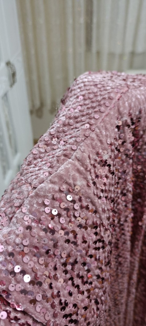 Pembe Parlak Uzun Abiye Elbise - Görsel 5