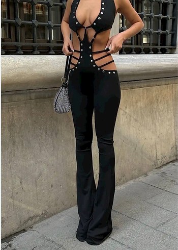 Siyah Askılı Kadın Tulum - Görsel 4