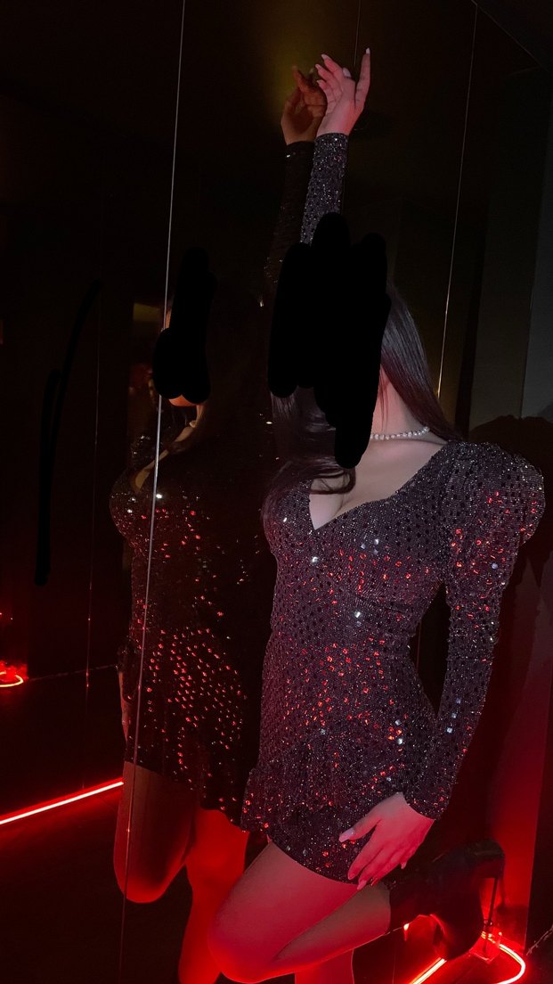 Taşlı parti elbisesi v yaka vatkalı - Görsel 3