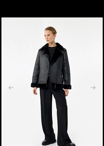 Siyah Deri Kürklü Kadın Ceket - Görsel 2