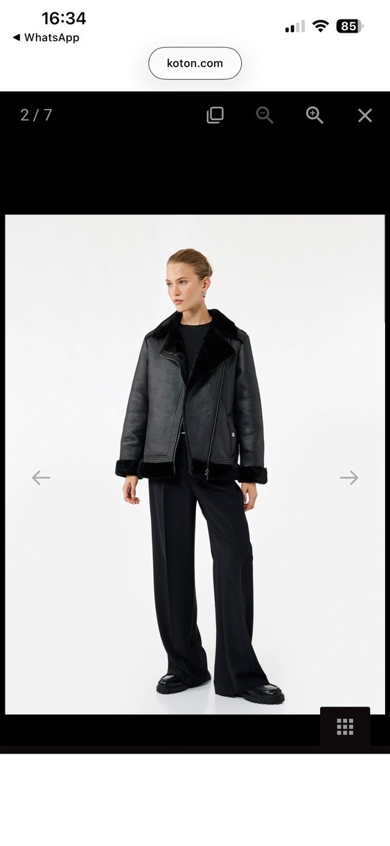 Siyah Deri  Kürklü Kadın Ceket - Görsel 2