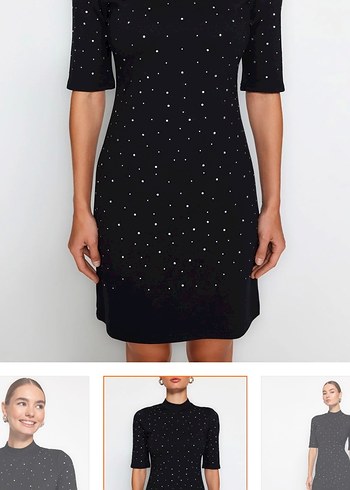 Siyah Mini Parlak Payetli Elbise - Görsel 3