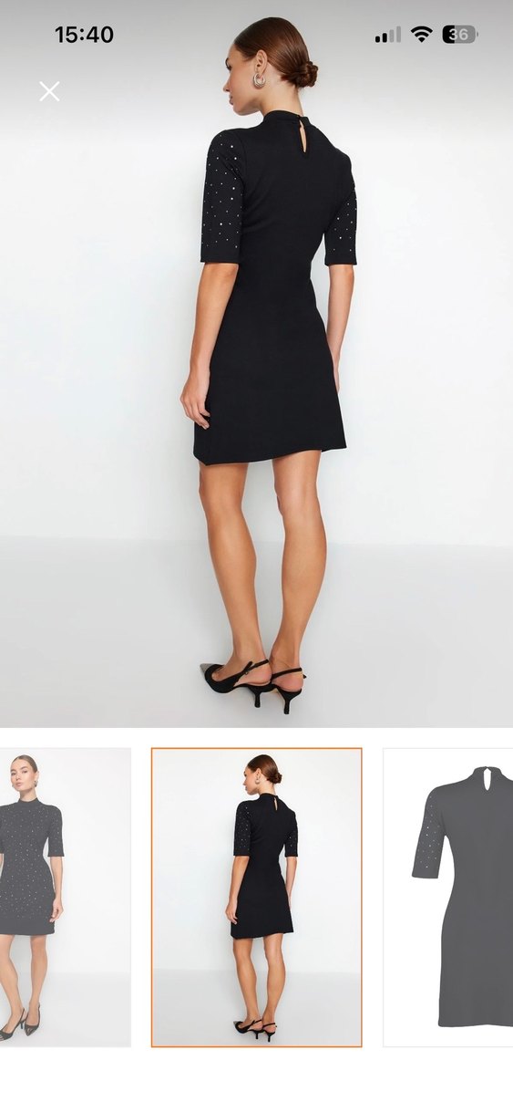 Siyah Mini Parlak Payetli Elbise - Görsel 5