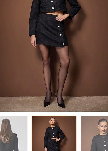 Düğmeli Siyah Mini Etek - Görsel 6