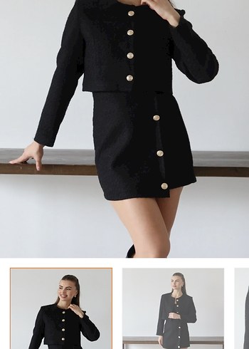 Düğmeli Siyah Mini Etek - Görsel 2