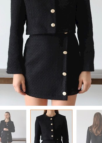 Düğmeli Siyah Mini Etek - Görsel 4