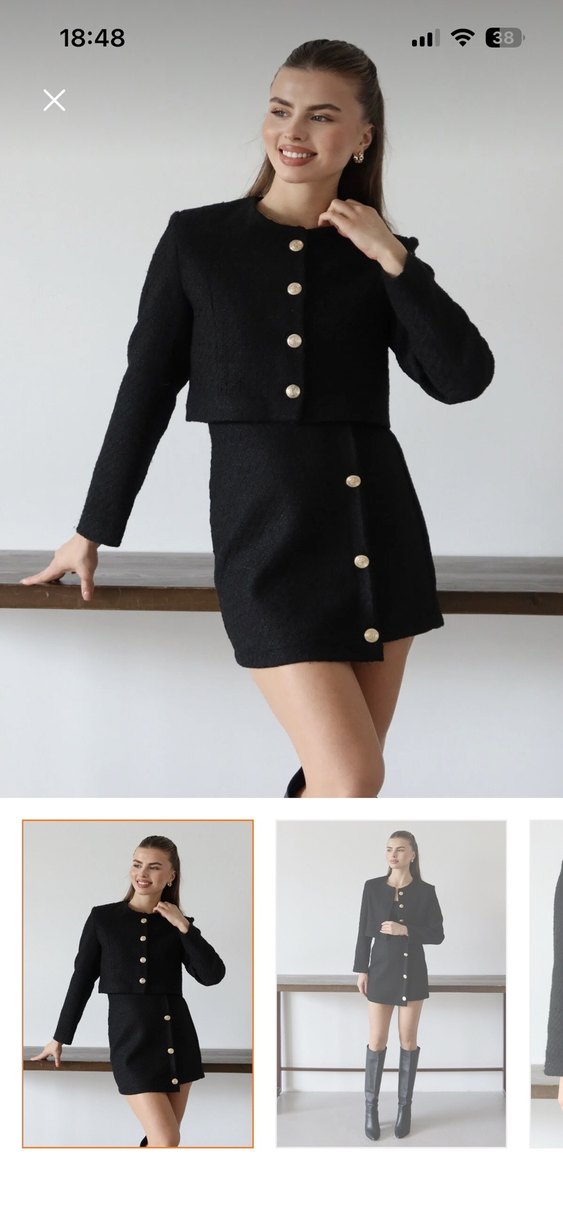 Düğmeli Siyah Mini Etek - Görsel 2