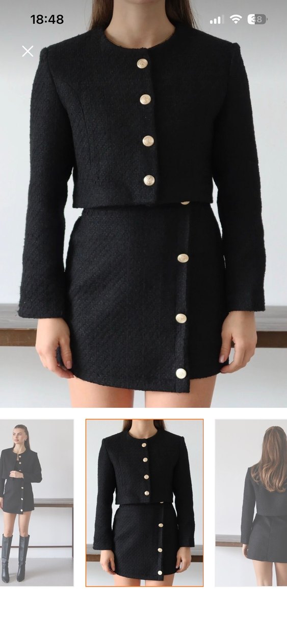 Düğmeli Siyah Mini Etek - Görsel 4