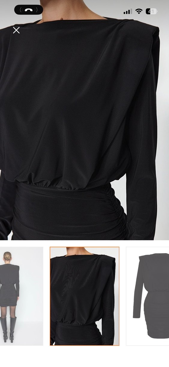 Siyah Deri Mini Elbise, Uzun Kollu, Kemerli - Görsel 5