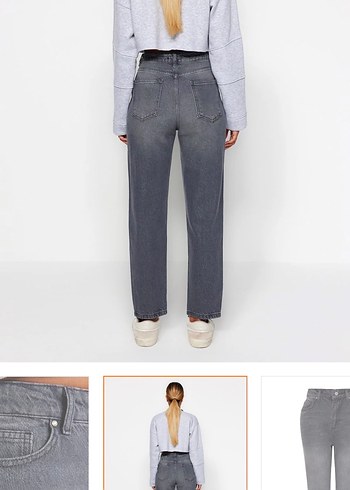 Gri Midi Kadın Denim Pantolon - Görsel 6