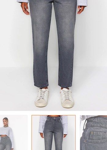 Gri Midi Kadın Denim Pantolon - Görsel 4