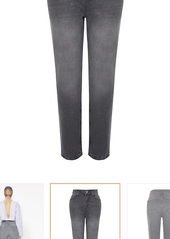 Gri Midi Kadın Denim Pantolon - Görsel 7