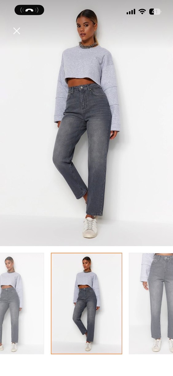 Gri Midi Kadın Denim Pantolon - Görsel 3