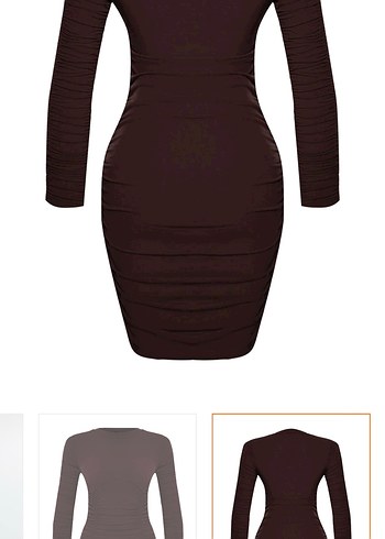 Kahverengi Drapeli Kadın Mini Elbise - Görsel 5