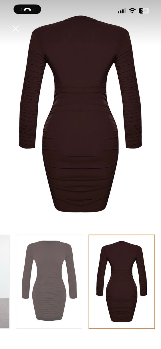 Kahverengi Drapeli Kadın Mini Elbise - Görsel 5