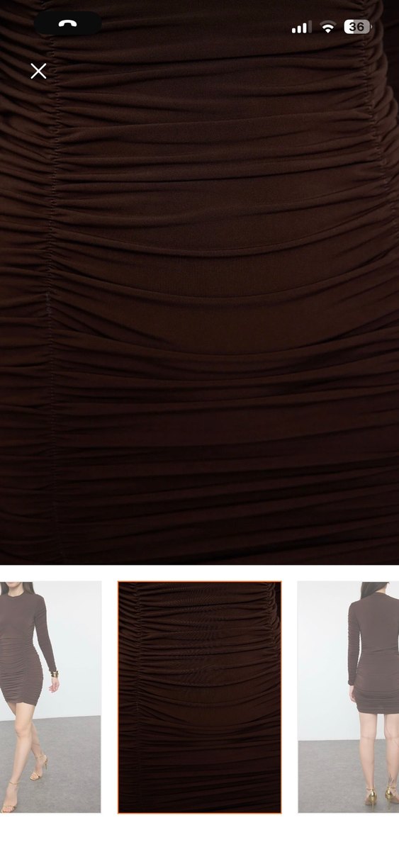 Kahverengi Drapeli Kadın Mini Elbise - Görsel 3