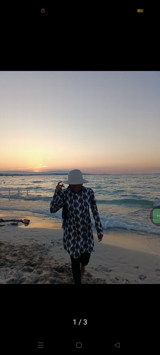 Navy Bohem Uzun Bağlamalı Desenli tesettür Mayo - Görsel 2