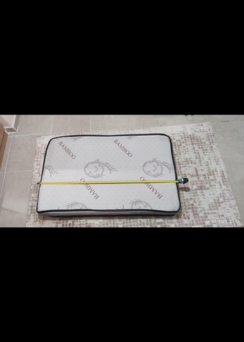 Bambu Desenli Beyaz Gri Yatak Koruyucu - Görsel 2