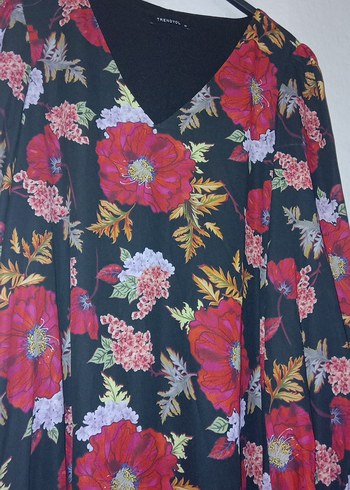 Çiçek Desenli Bohem Midi Elbise - Görsel 2