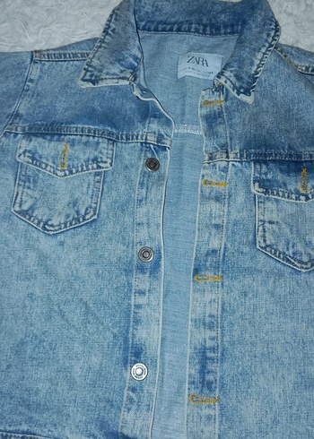 Düğmeli Mavi Kadın Kot Ceket - Görsel 3