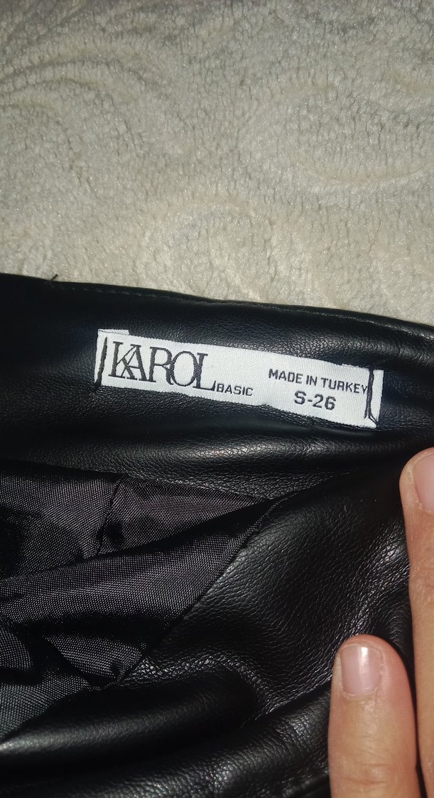 Siyah Deri Mini Etek Fermuarlı - Görsel 3