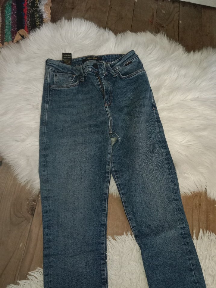 Kadın Gri Kot Pantolon, Regular Fit, Midi Boy - Görsel 2