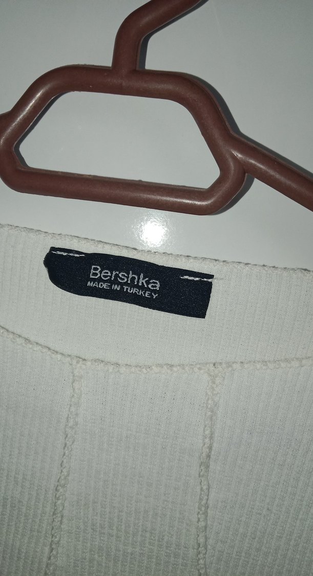 Beyaz Pilili Keten Kadın Kazak - Görsel 3