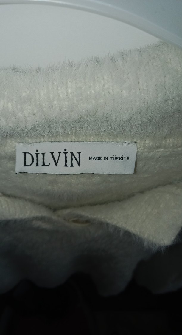 Düğmeli Beyaz Kadın Kısa Kollu Pamuklu Kazak - Görsel 3