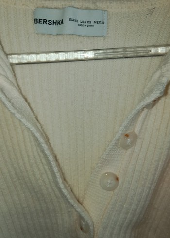 Düğmeli Beyaz Yün Kadın Kazak - Görsel 2