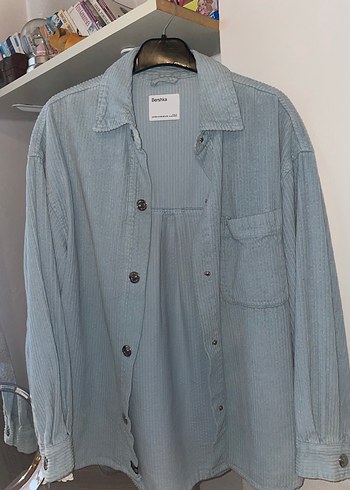 Düğmeli Mavi Denim Kadın Gömlek