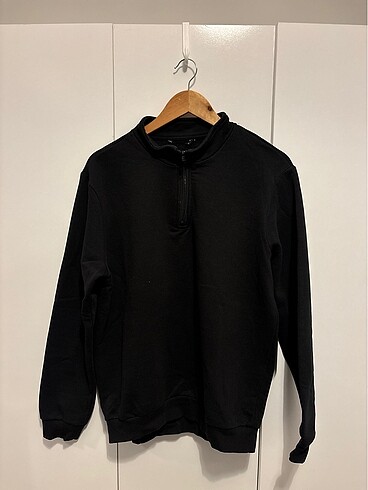 unisex siyah basic fermuarlı sweat