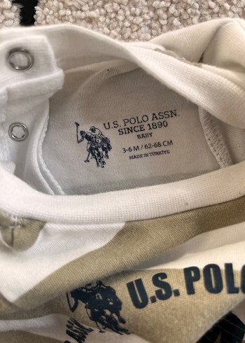 USPA Çizgili Kısa Kollu Bebek Body - Görsel 2