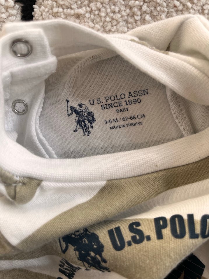 USPA Çizgili Kısa Kollu Bebek Body - Görsel 2