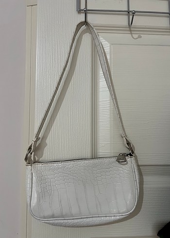 Beyaz Yılan Derisi Desenli Deri Kadın Çanta - Görsel 2