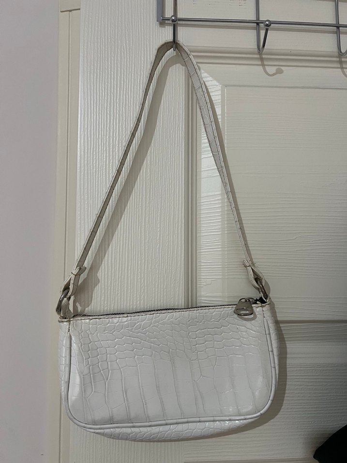 Beyaz Yılan Derisi Desenli Deri Kadın Çanta - Görsel 2
