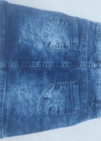 Nakışlı Boncuklu Mavi Kız Denim Etek - Görsel 2