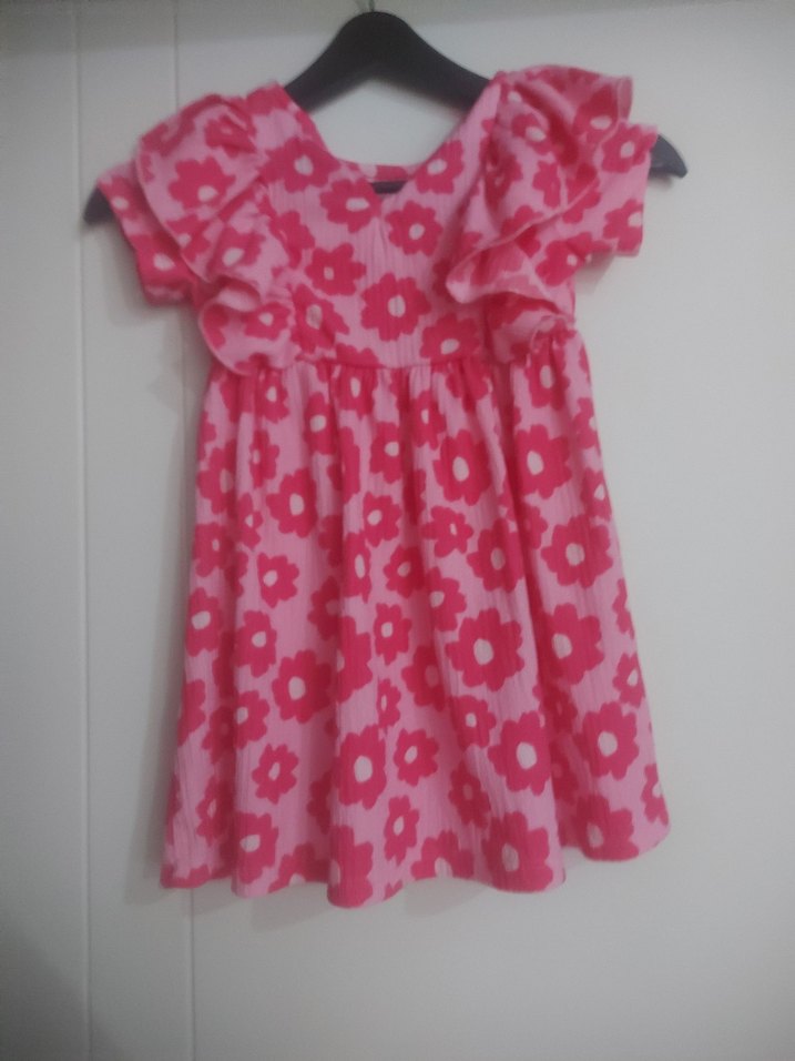 Renkli Çiçek Desenli Kız Elbisesi - Görsel 2