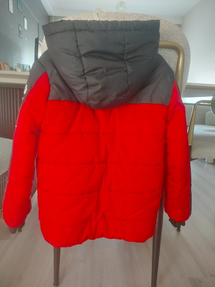 Erkek Çocuk Kırmızı siyah Fermuarlı Mont - Görsel 2