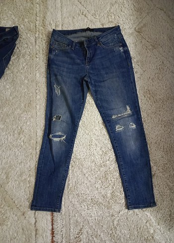 Kadın Mavi Denim Yırtık Rahat Kot Pantolon - Görsel 2