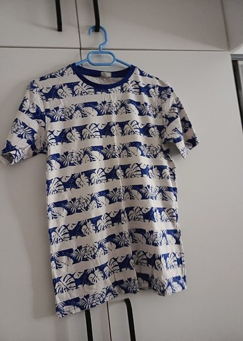 Erkek Mavi Baskılı Kısa Kollu Tişört - Görsel 2