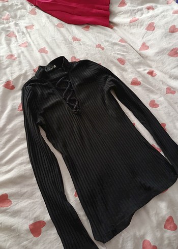 Uzun Kollu Siyah Örgü Fit Triko - Görsel 2