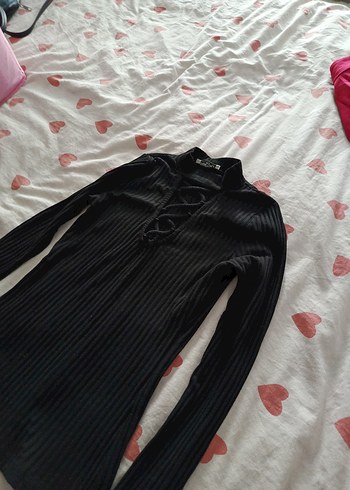 Uzun Kollu Siyah Örgü Fit Triko - Görsel 3